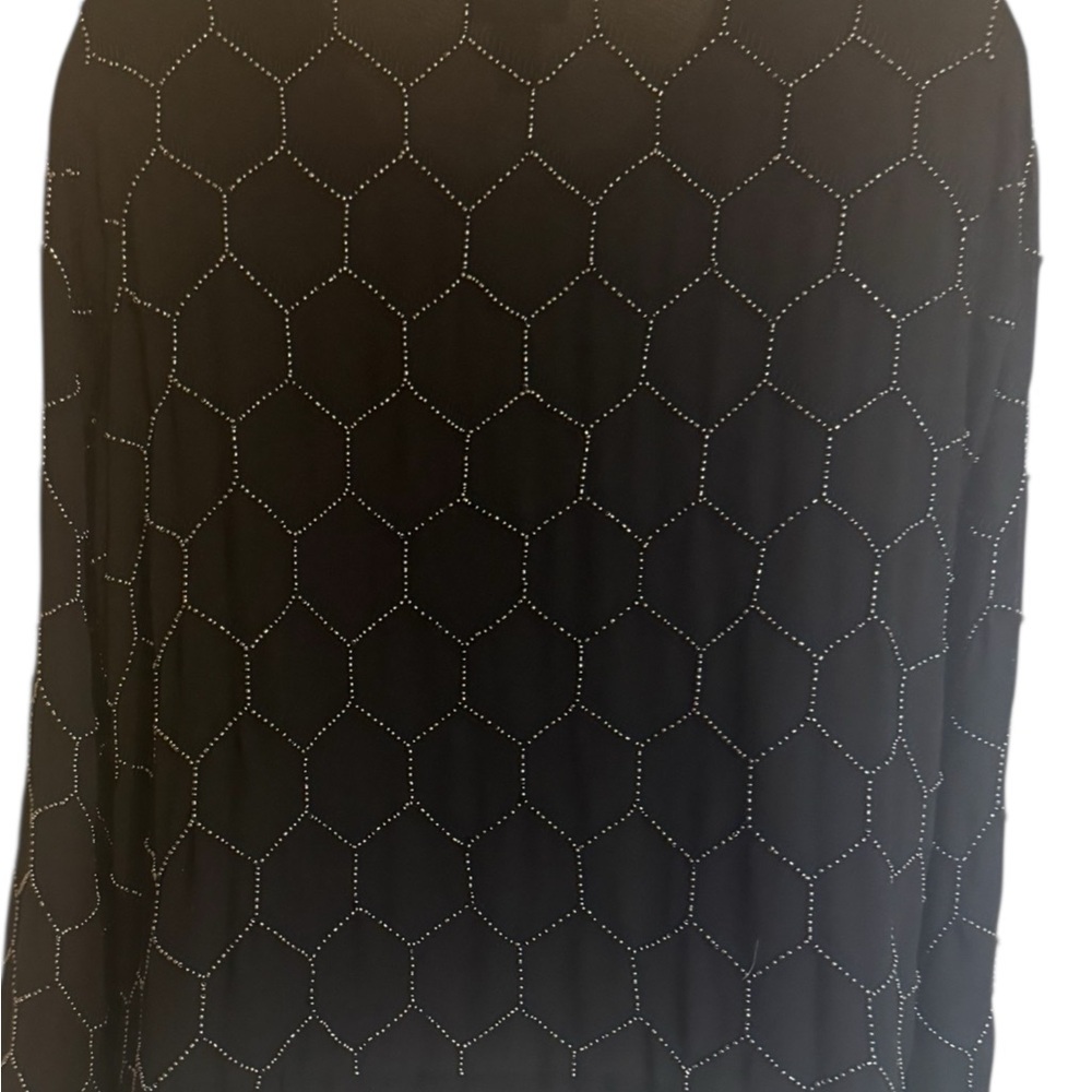 GORGEOUS Chico's Black Beaded Zip Front BLOUSE/JACKET SMALL #L - Picture 7 of 9